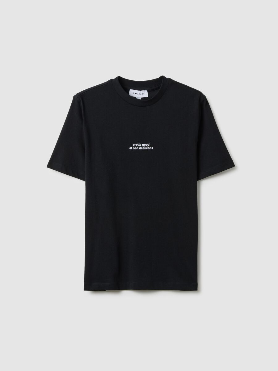 Black pure cotton regular fit t-shirt with print_4
