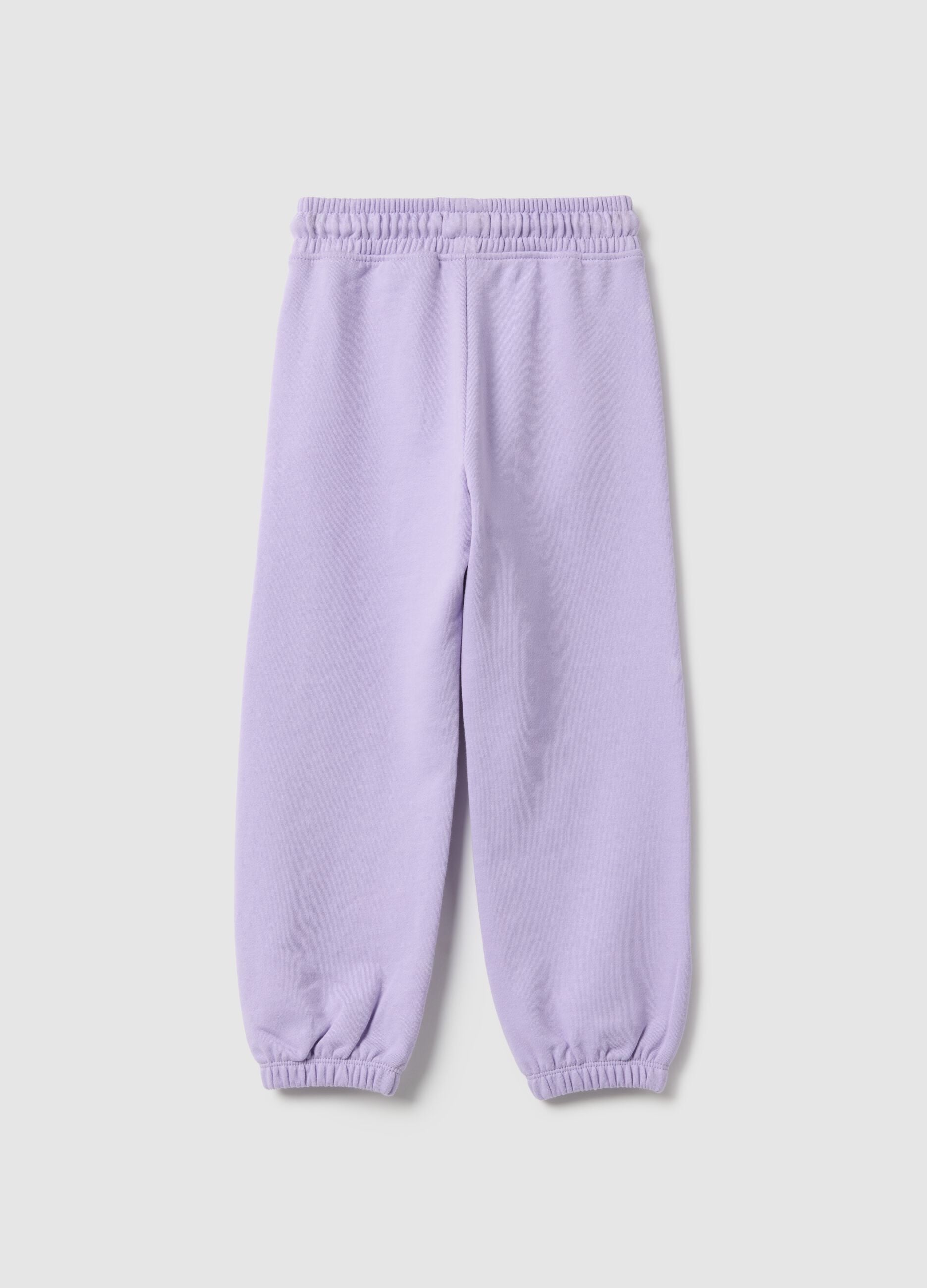 Girls' purple jogger trousers in pure cotton, regular fit