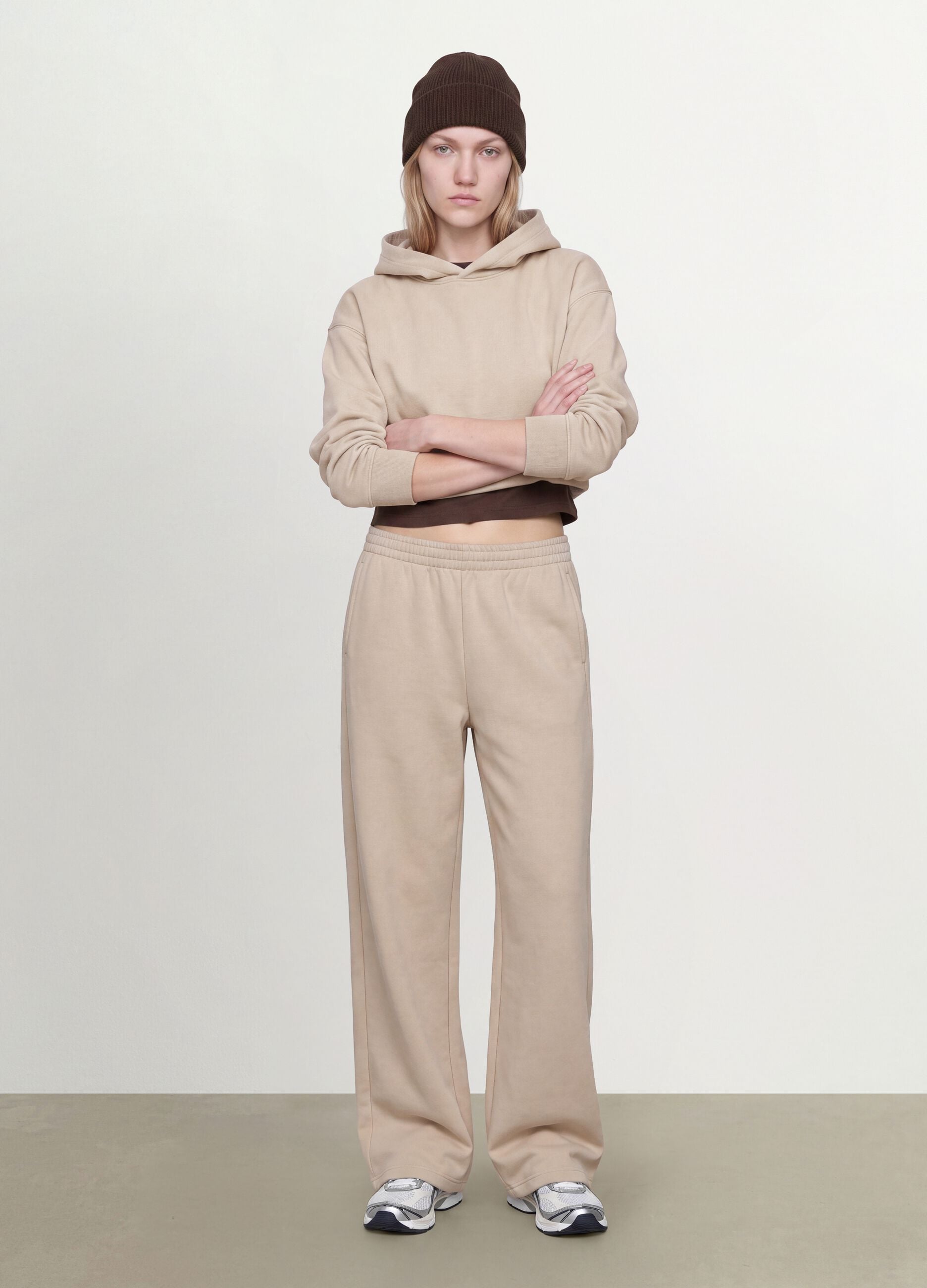 White cotton-blend straight-fit joggers