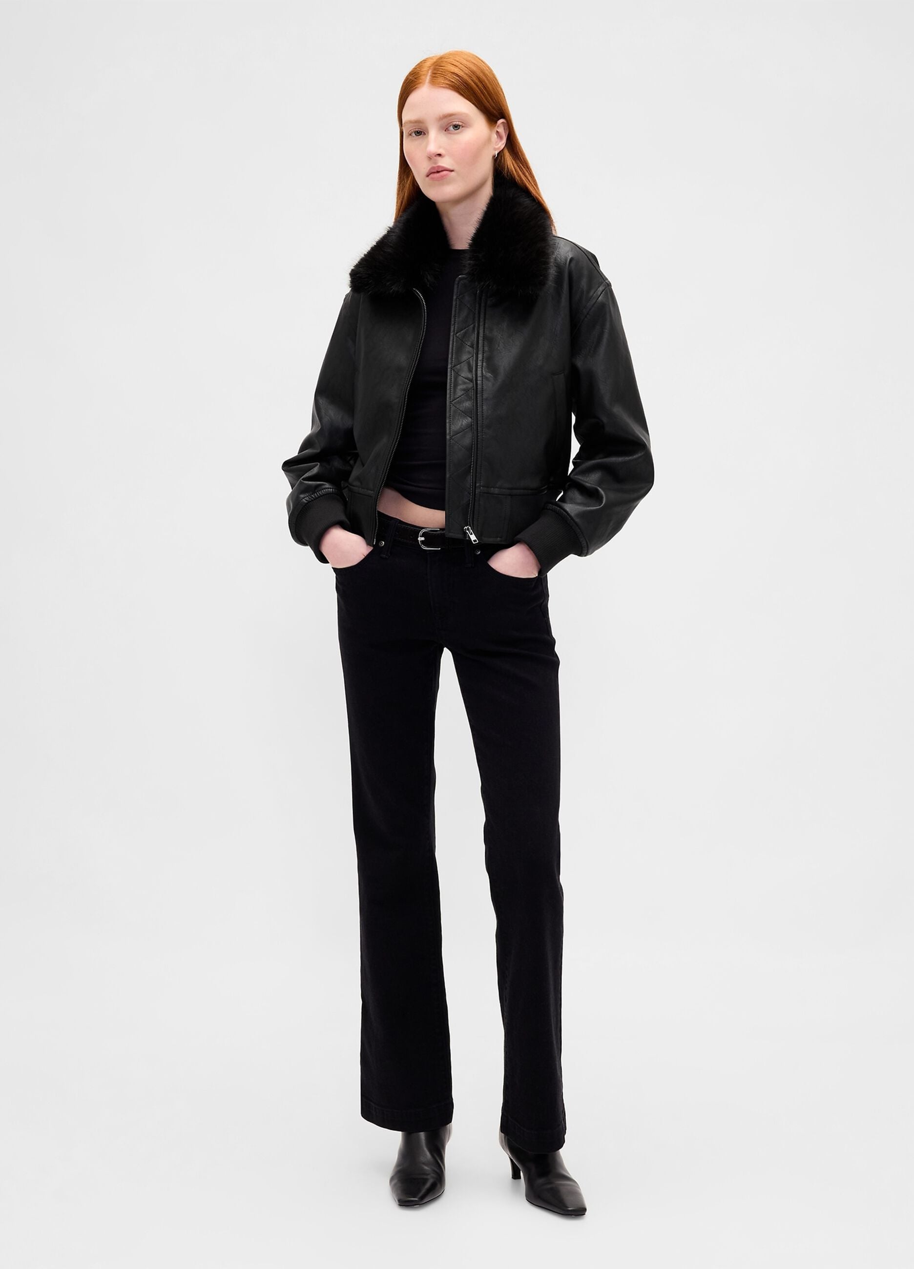 Bomber con collo in pelliccia sintetica