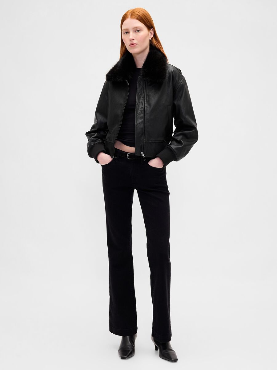 Black bomber jacket with faux fur collar_2