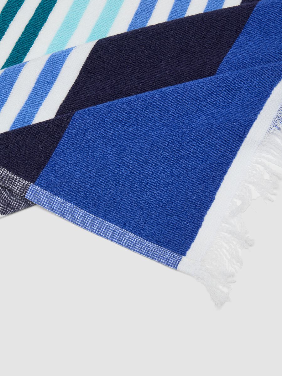 Blue pure cotton striped beach towel_2