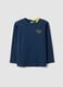 Blue pure cotton long-sleeve T-shirt with chest print for boys_0