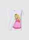 Girls' white stretch cotton T-shirt regular fit with Peach_0