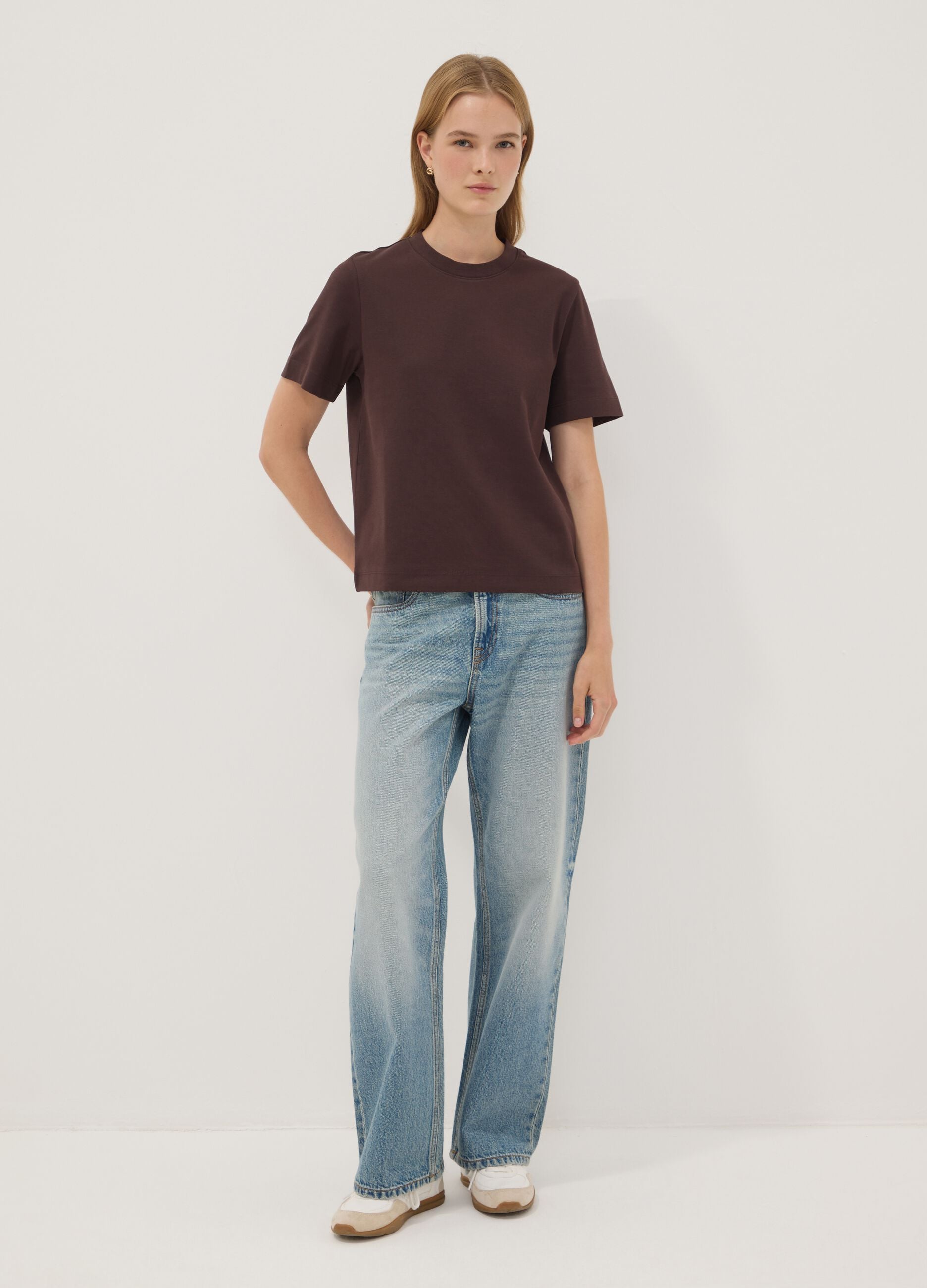 The Iconic Tee relaxed-fit brown pure cotton short-sleeve T-shirt