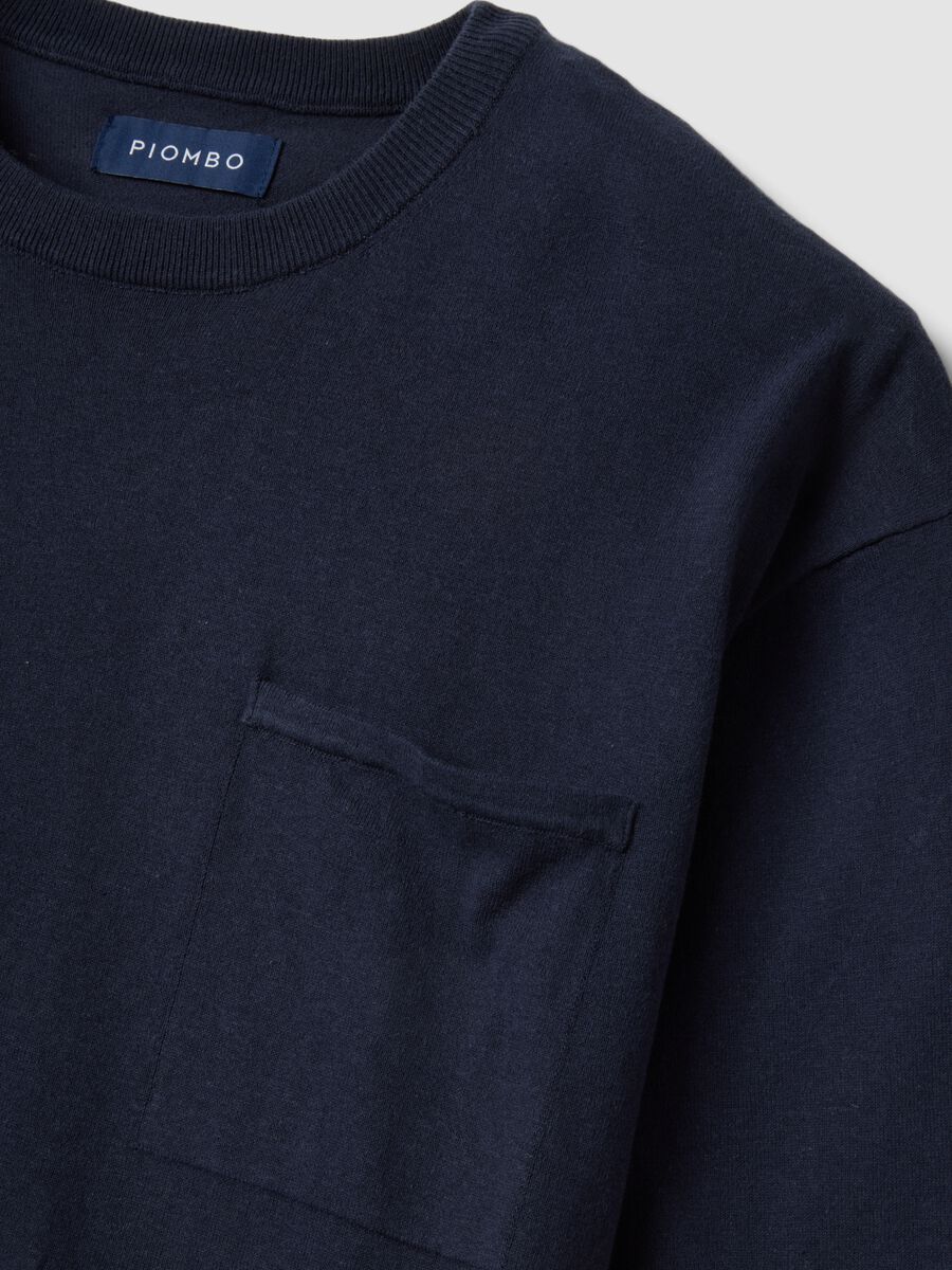 Blue pure cotton regular-fit short-sleeve T-shirt_5