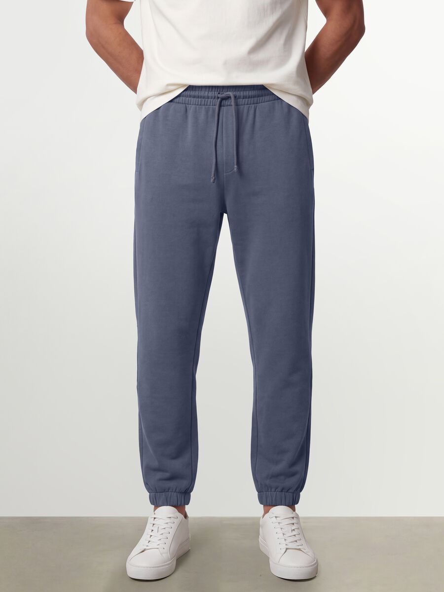 Pantaloni jogger grigi in misto cotone regular fit_1