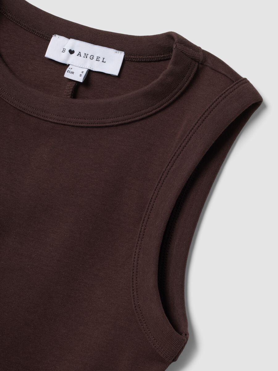 Brown cotton-stretch cropped tank top_5