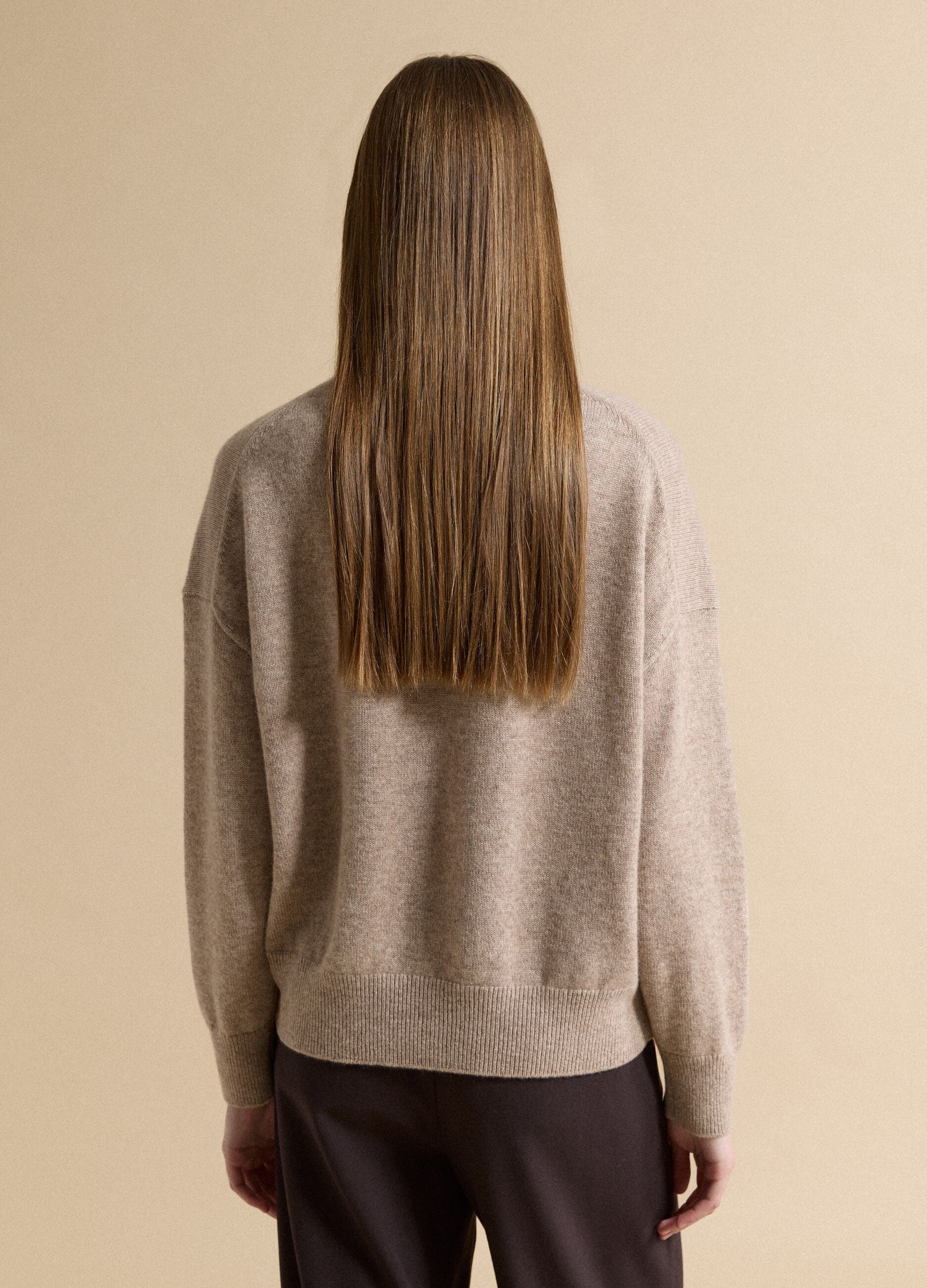 Beige pure cashmere oversized jumper