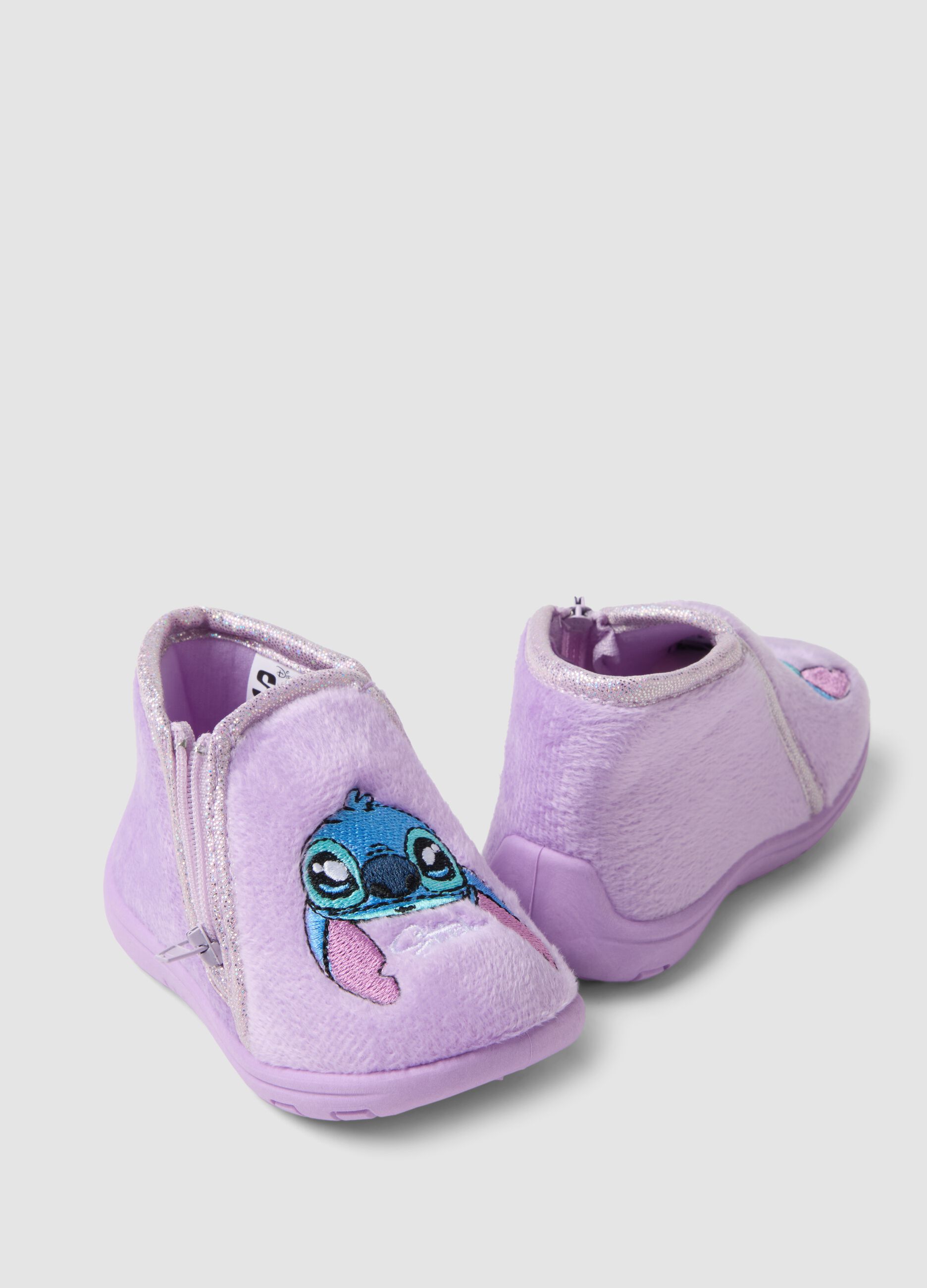 Purple Stitch print baby girl slippers