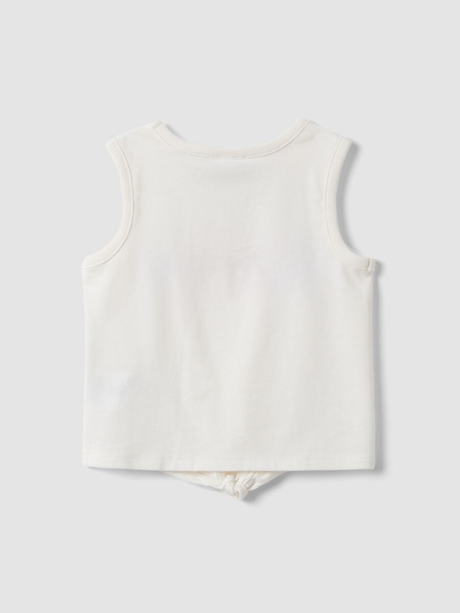 Tank top bianco in cotone organico con nodo sul fondo_1
