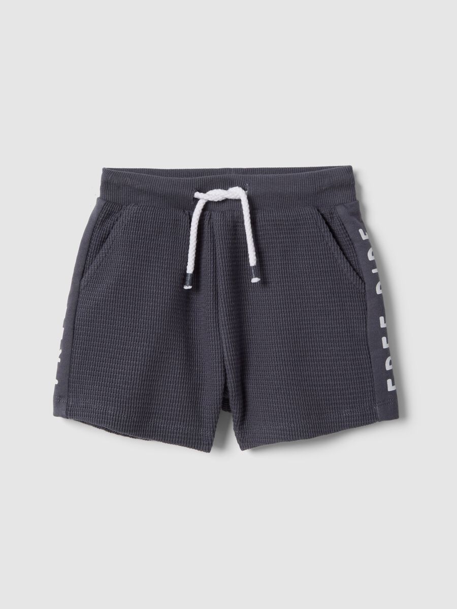 Shorts grigi in puro cotone con vita elasticizzata da bimbo regular fit_0