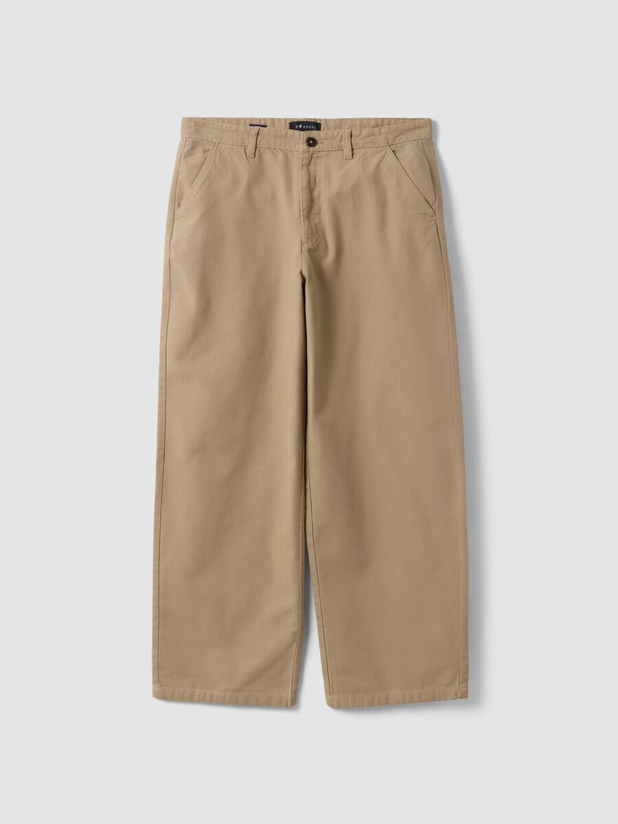 Pantaloni chino beige in puro cotone barrel fit_0