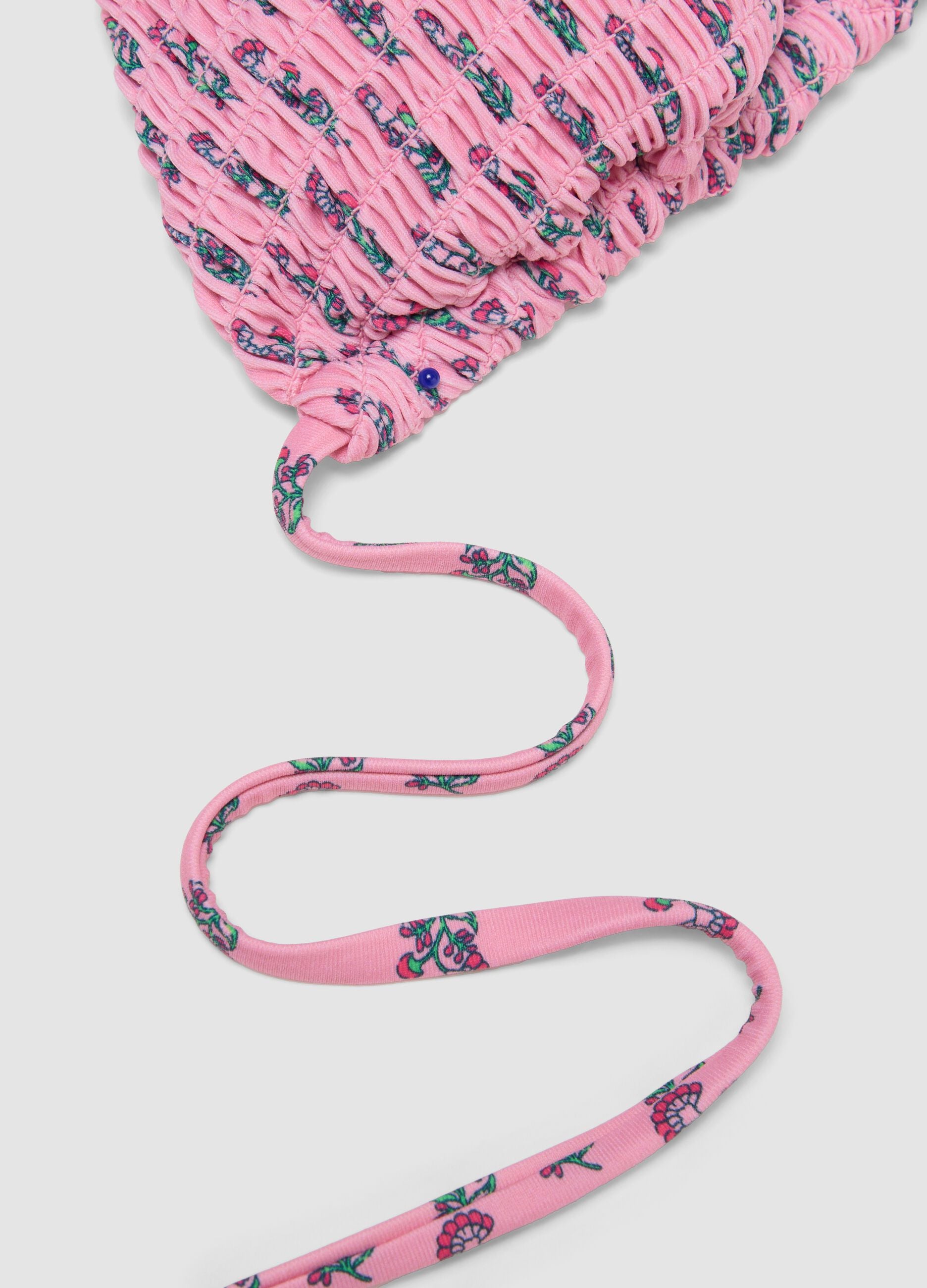 Pink triangle bikini top in stretch fabric