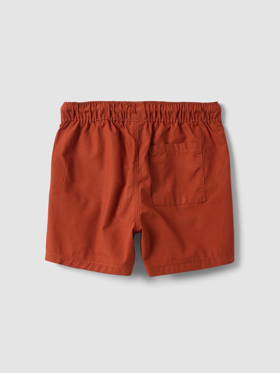 Shorts in puro cotone arancione da bimbo regular fit con coulisse_1