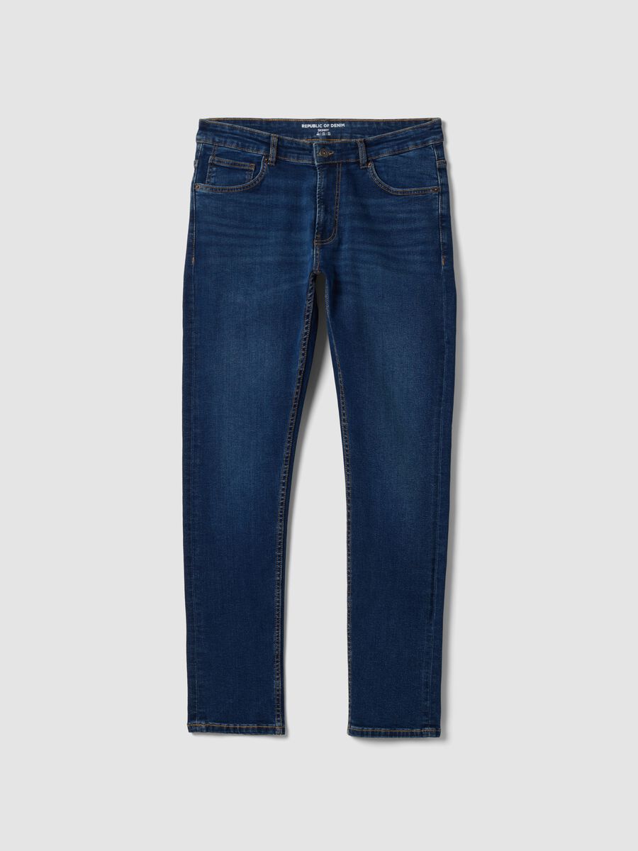 Blue stretch-cotton denim skinny-fit jeans_0