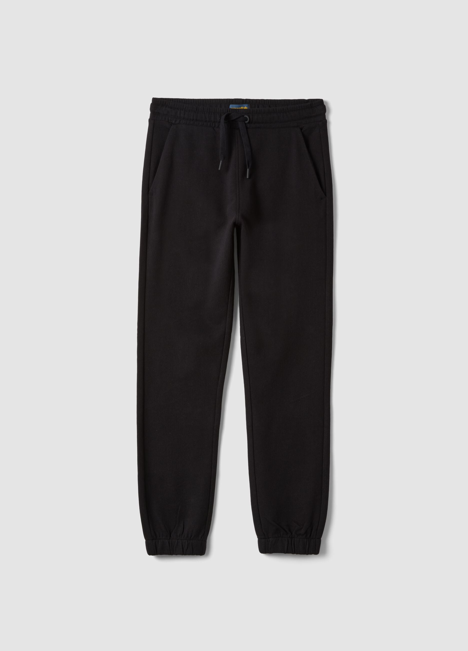 Black joggers in 100% organic cotton with drawstring for boys