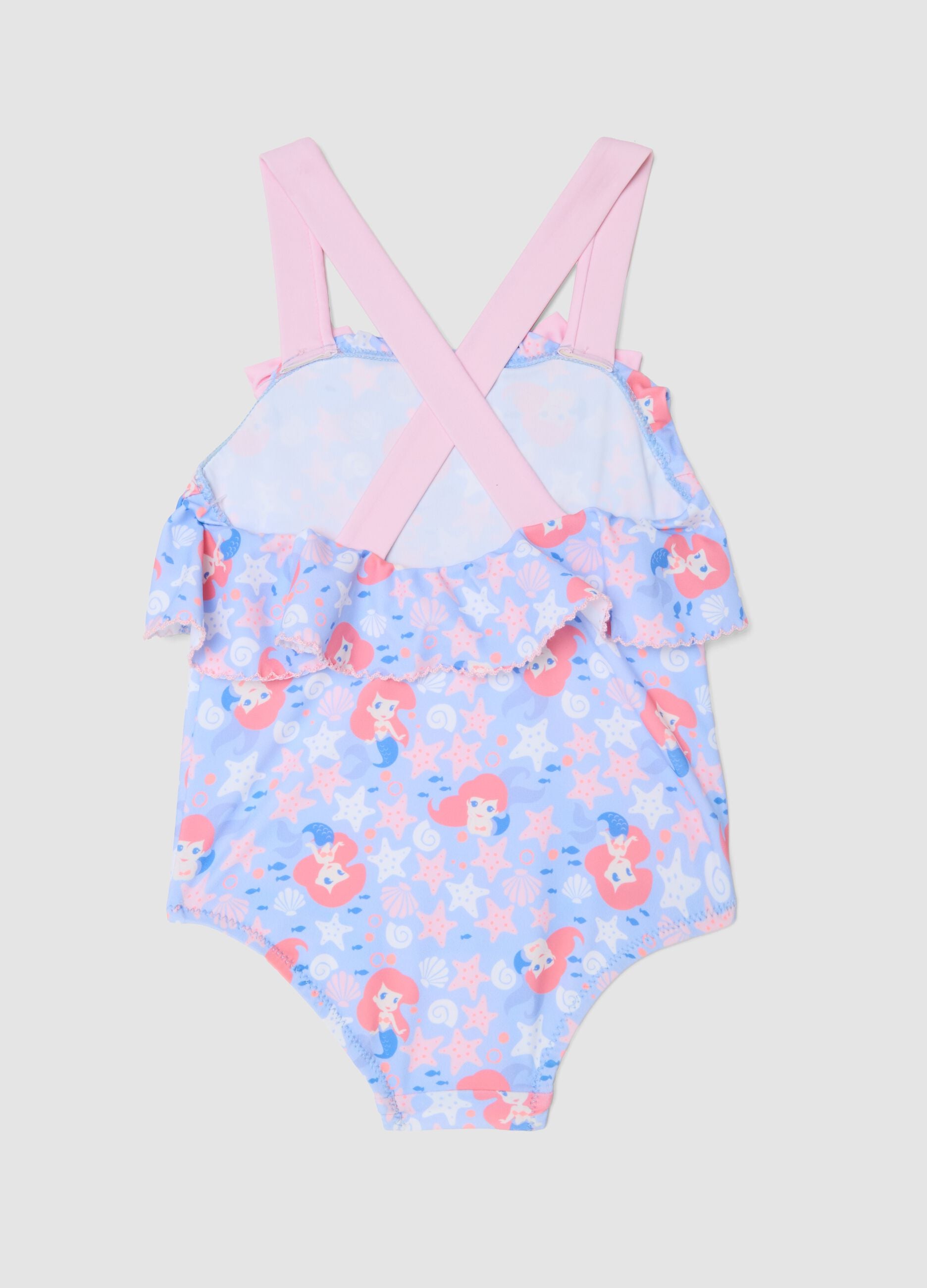 Light Blue Girls&rsquo; Stretch Swimsuit with Disney&rsquo;s The Little Mermaid Print