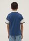 Blue pure cotton short-sleeve polo shirt_1