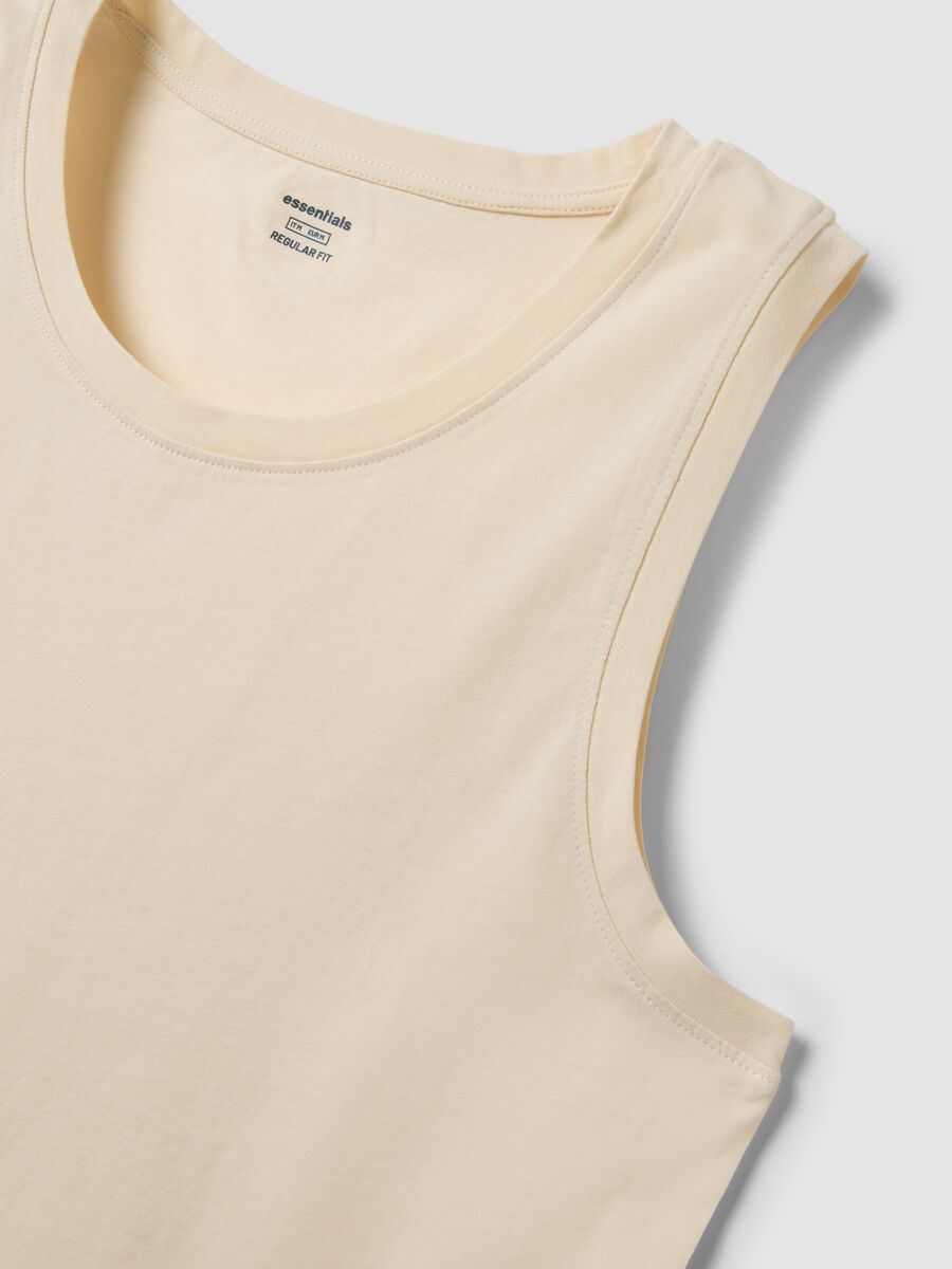 Beige crew neck vest in pure cotton, regular fit_5
