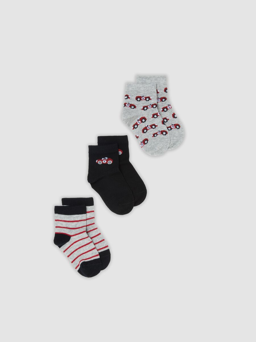 3-pack of multicolour short socks in stretch organic cotton for boys_0