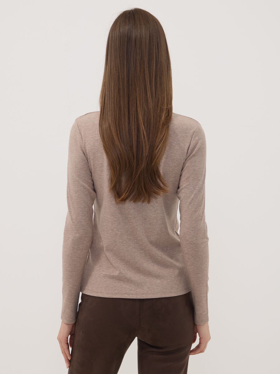 Beige stretch viscose crew-neck T-shirt_3