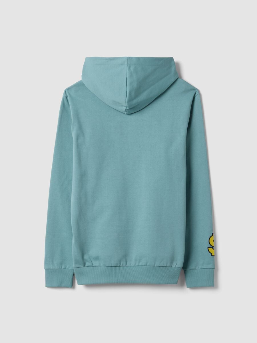Green pure cotton hoodie with Scrooge McDuck print_2