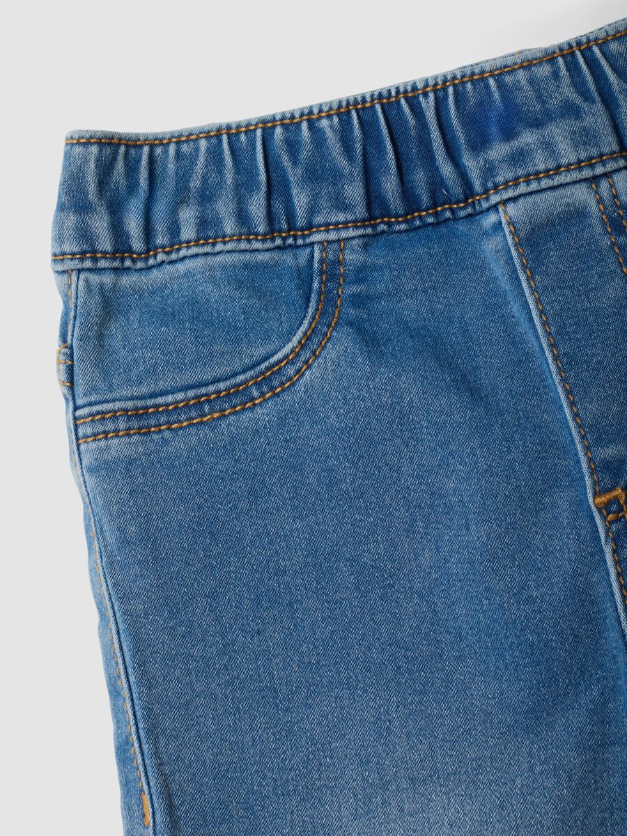 Girls&rsquo; flared stretch cotton denim jeggings with rhinestones_2