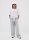 Grey wide-leg trousers in a cotton-viscose blend for girls_0