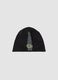 Black stretch organic cotton hat with chequered graphic print_0