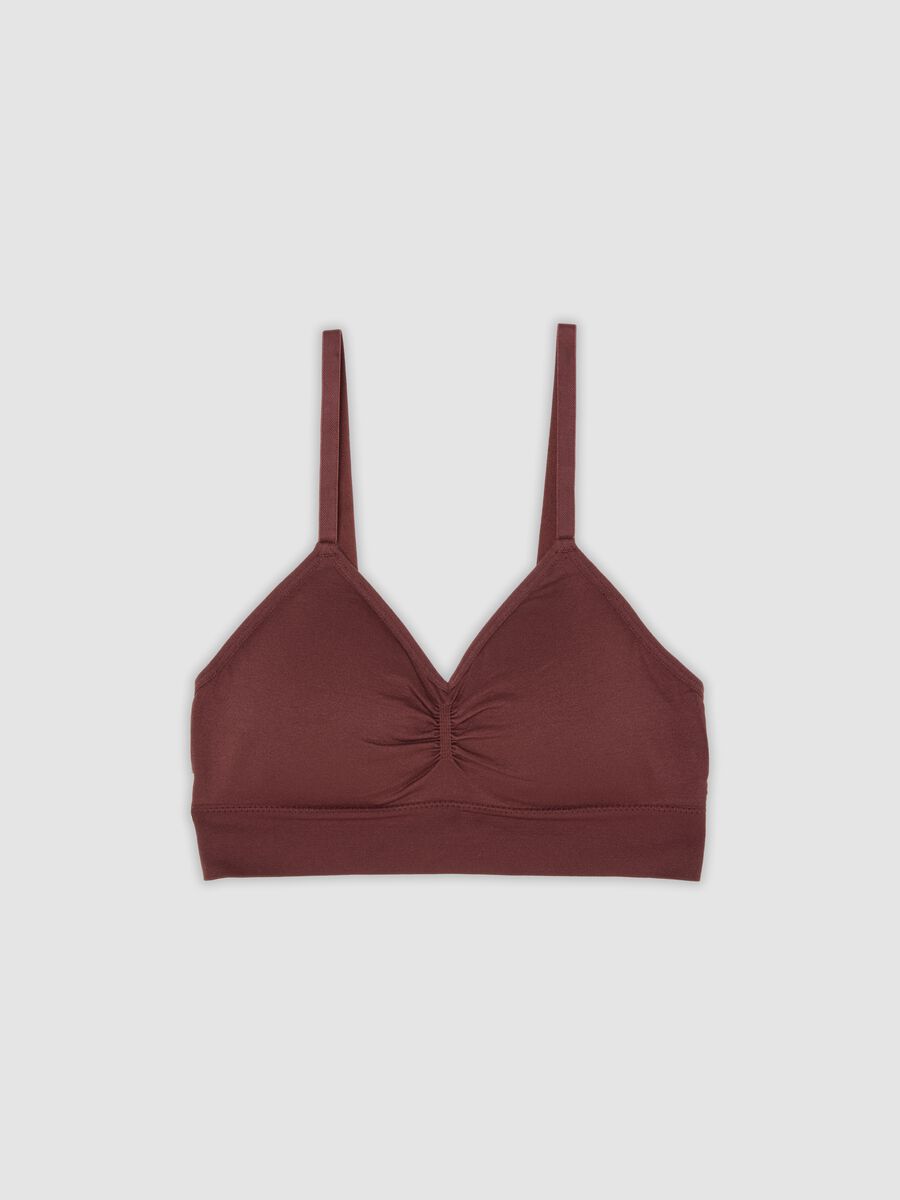 Brown stretch microfibre bralette bra with removable padding_4