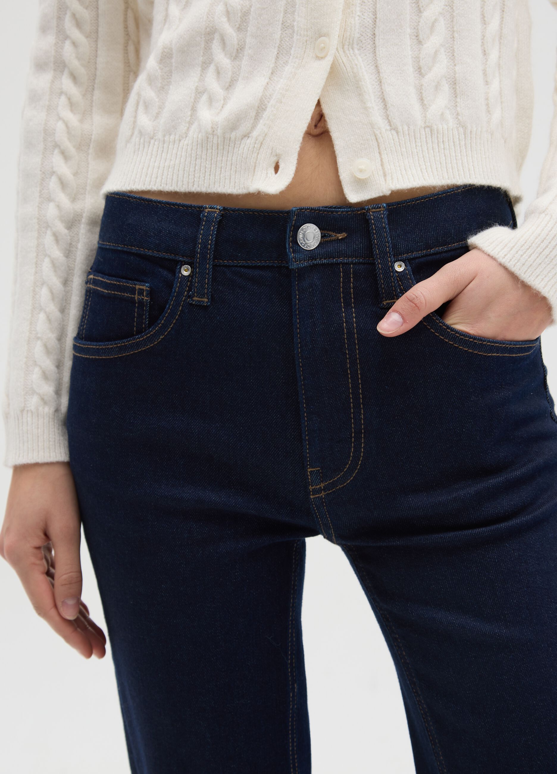 Blue Flare Jeans in Stretch Denim Cotton