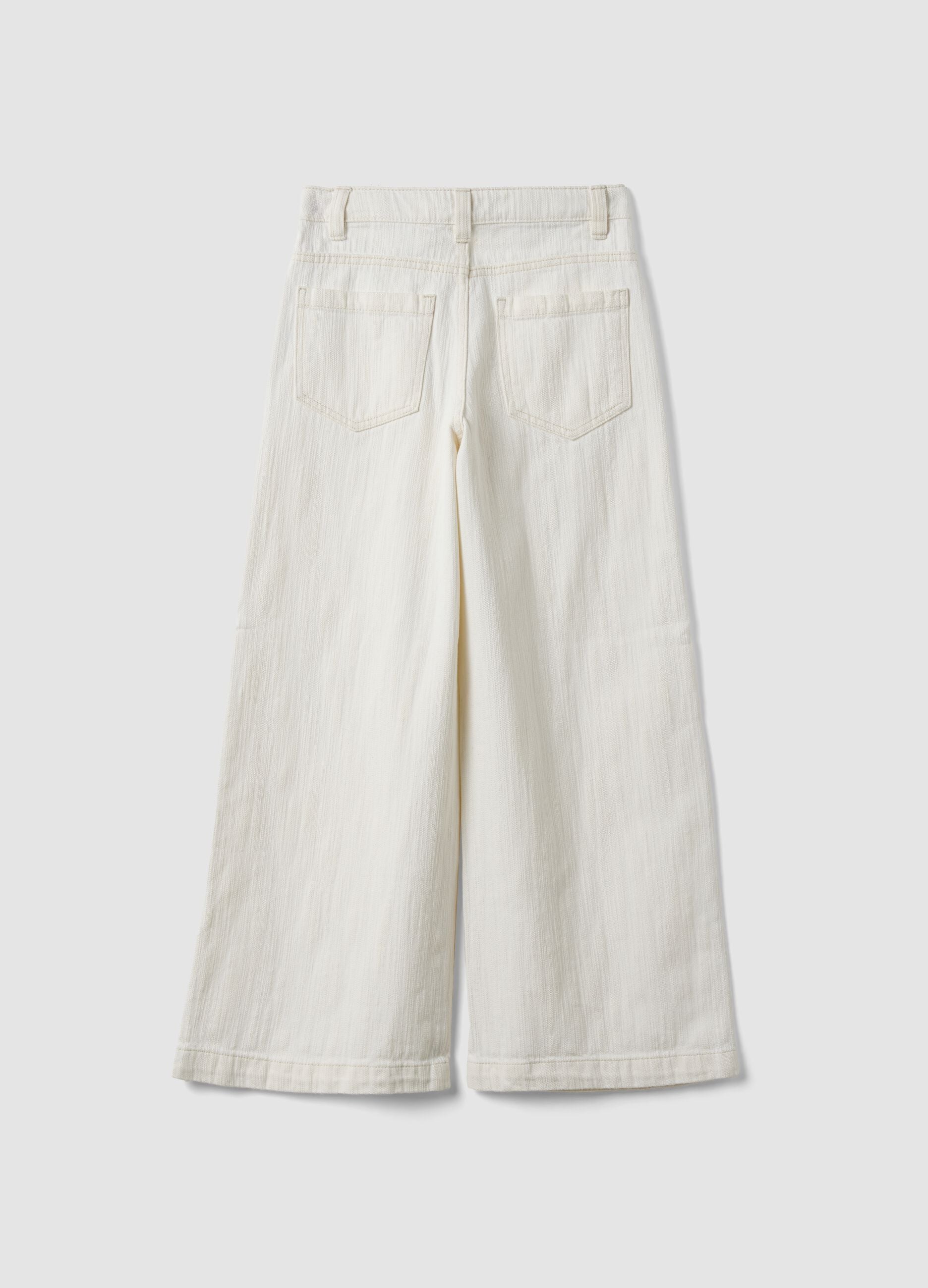 White wide-leg trousers in pure cotton