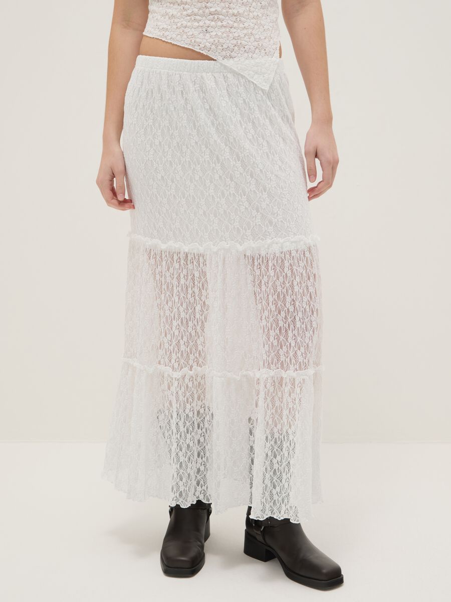 White Lace Long Skirt Regular Fit_2