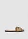 Beige flat sandals with braided embroidered strap_0