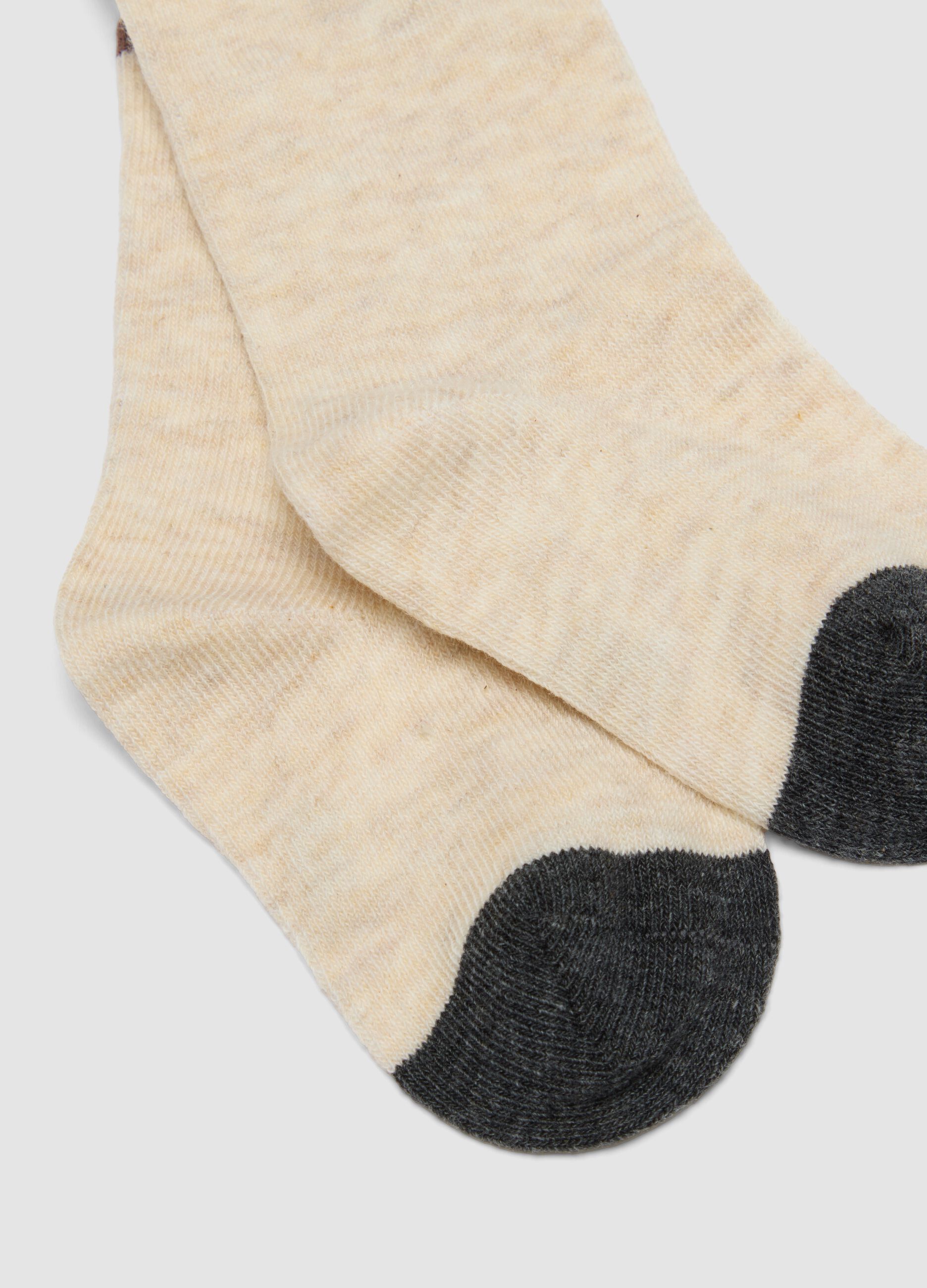 3-pack of beige long socks in stretch organic cotton