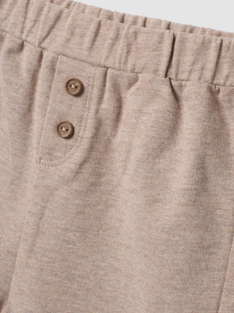Beige organic cotton baby trousers with elasticated waist_2