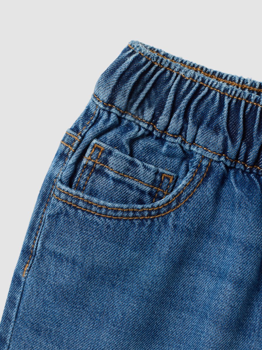 Girls&rsquo; blue wide-leg pure cotton jeans with elasticated waist_2