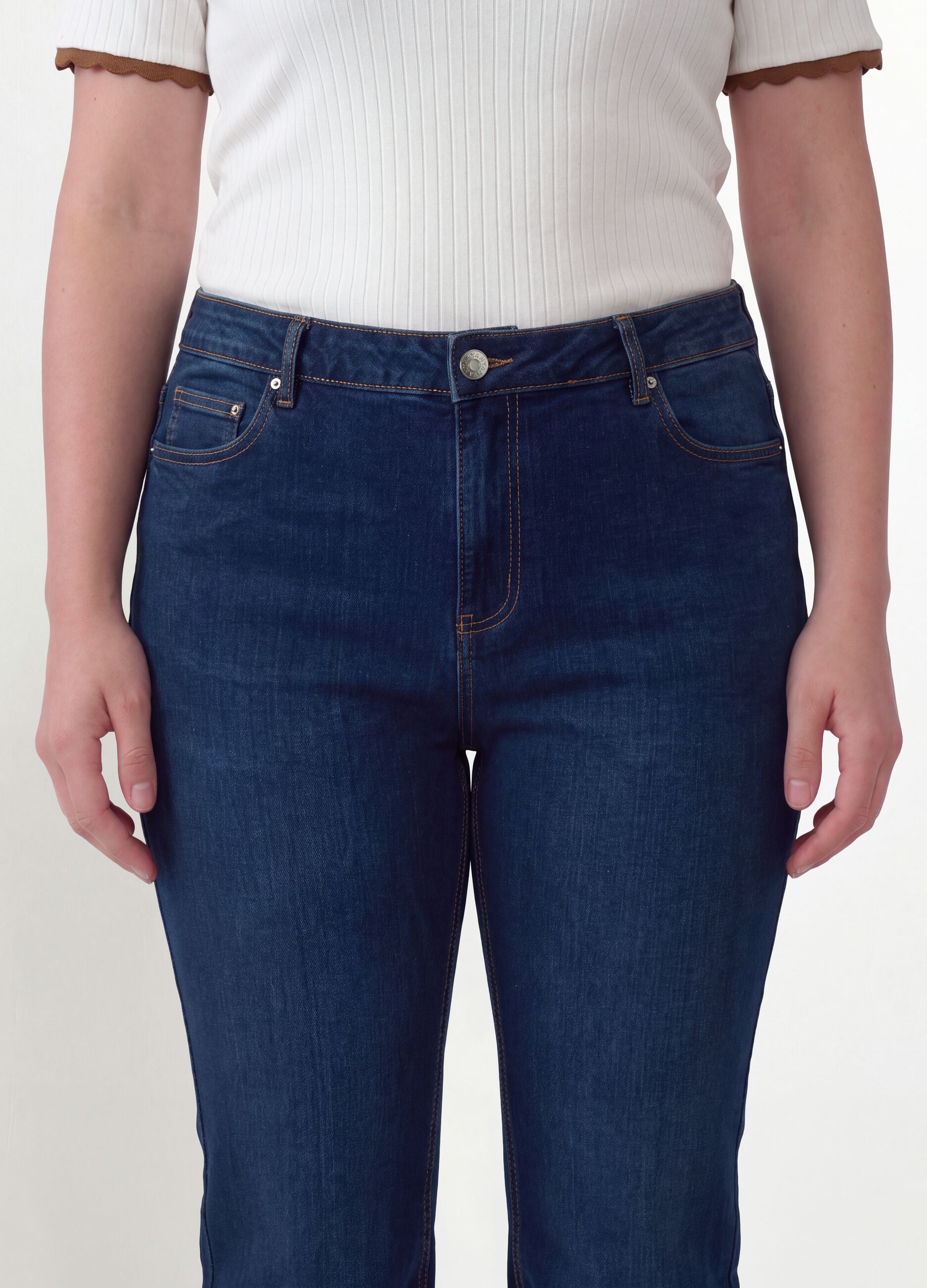 Blue stretch-cotton denim bootcut jeans