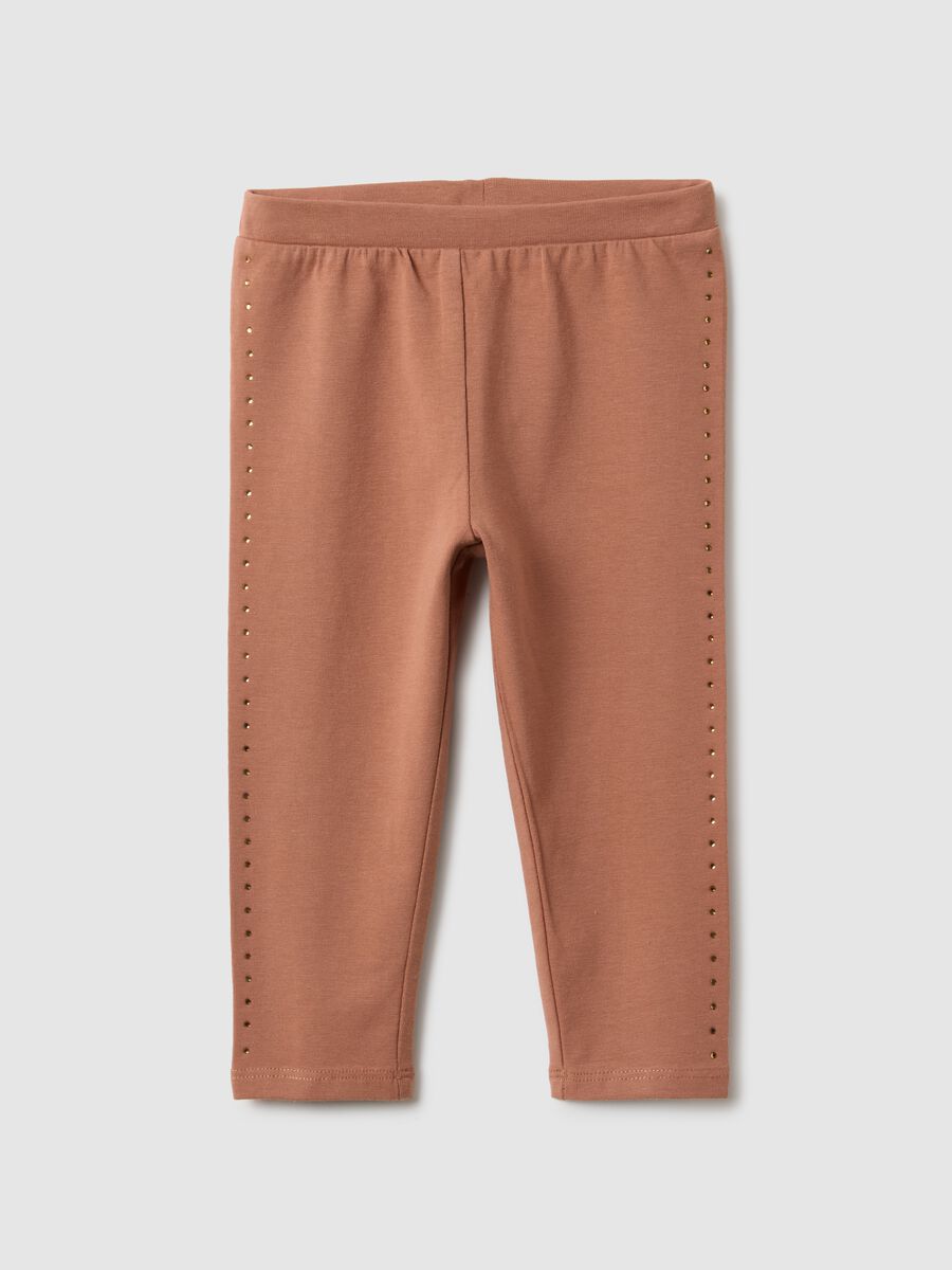 Leggings in cotone elasticizzato arancione da bimba slim fit_0