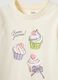 Beige pure cotton T-shirt regular fit with print for girls_2