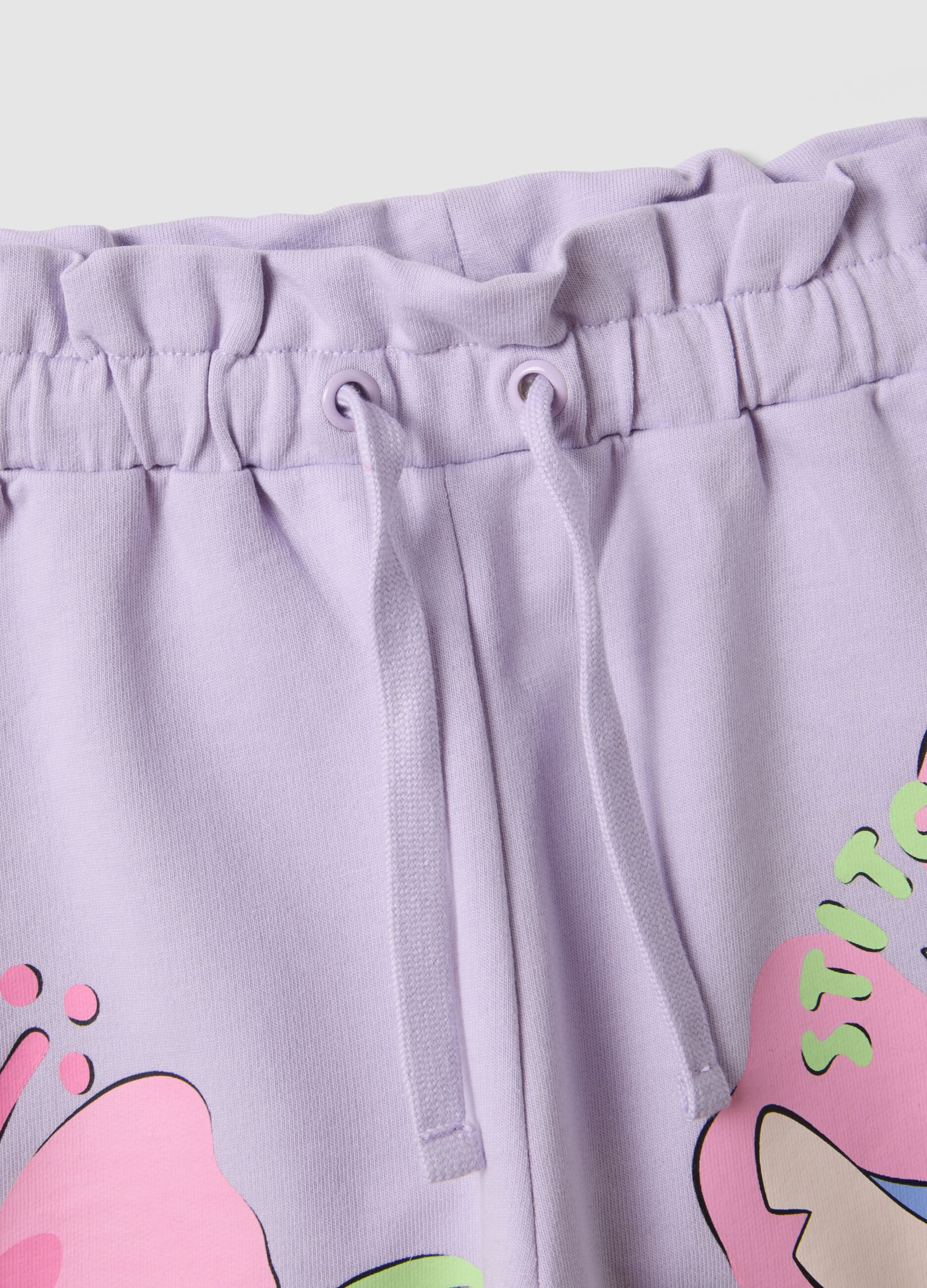 Girls' purple pure cotton shorts regular fit with Stitch