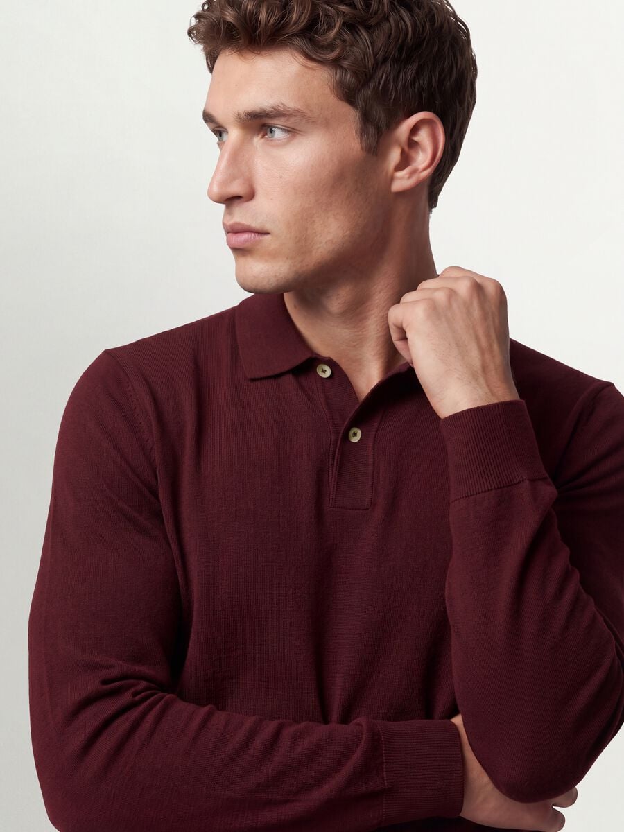Men&rsquo;s red long-sleeve organic cotton piqu&eacute; polo shirt, regular fit_0