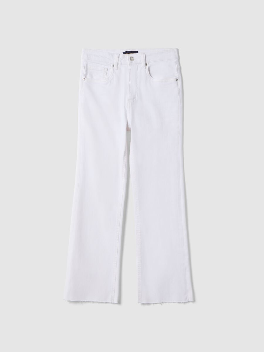 White Stretch Cotton Flare Jeans_4