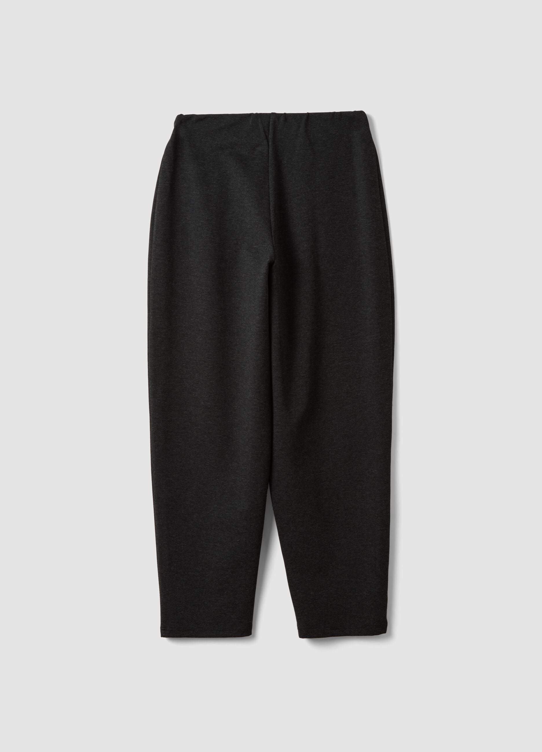 Black Milano-knit jogger trousers in stretch viscose, barrel fit