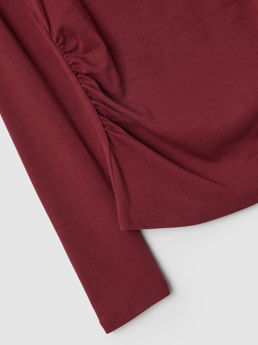 Red long-sleeved pure cotton T-shirt regular fit_5