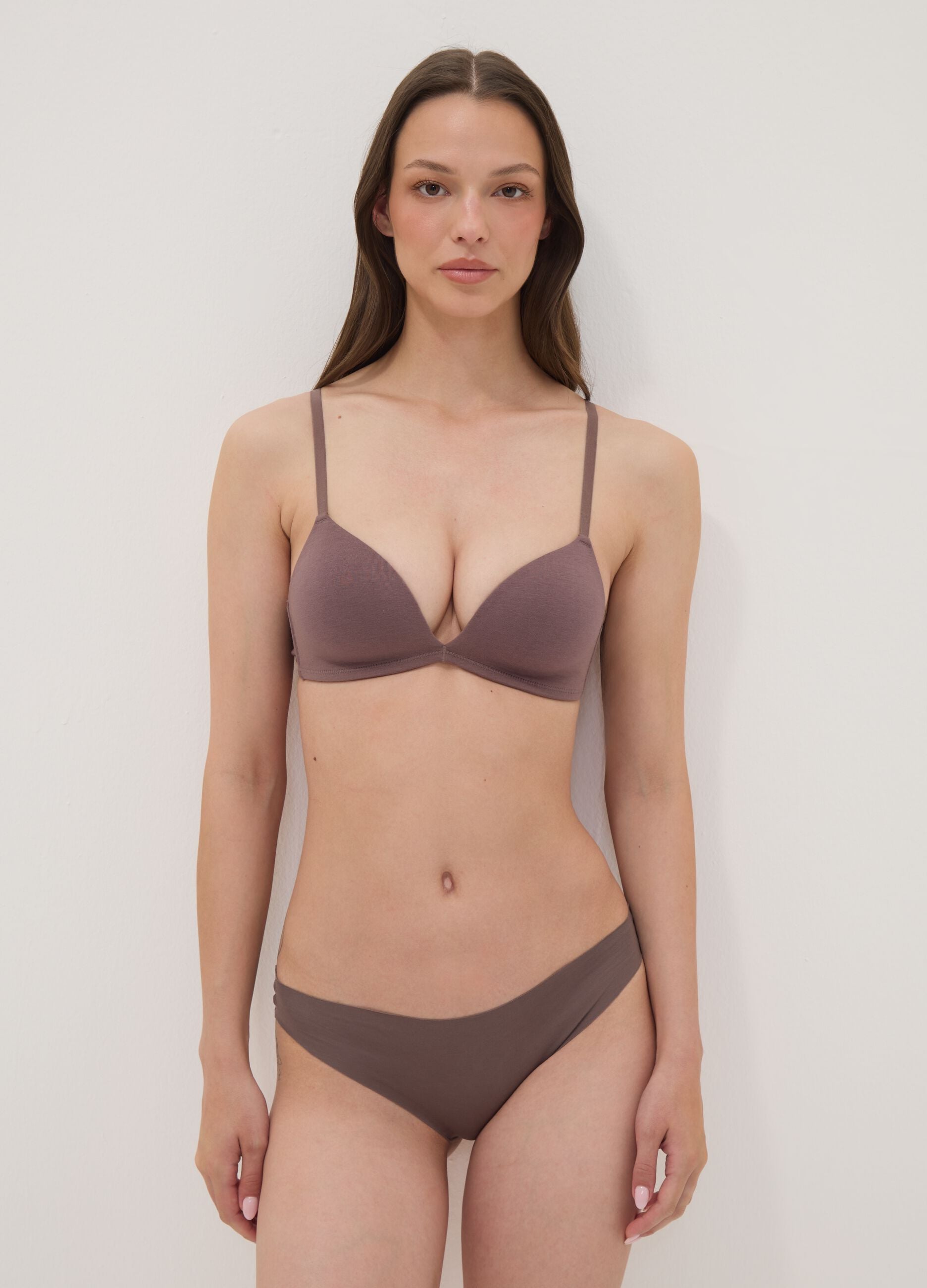 Grey padded organic cotton bra