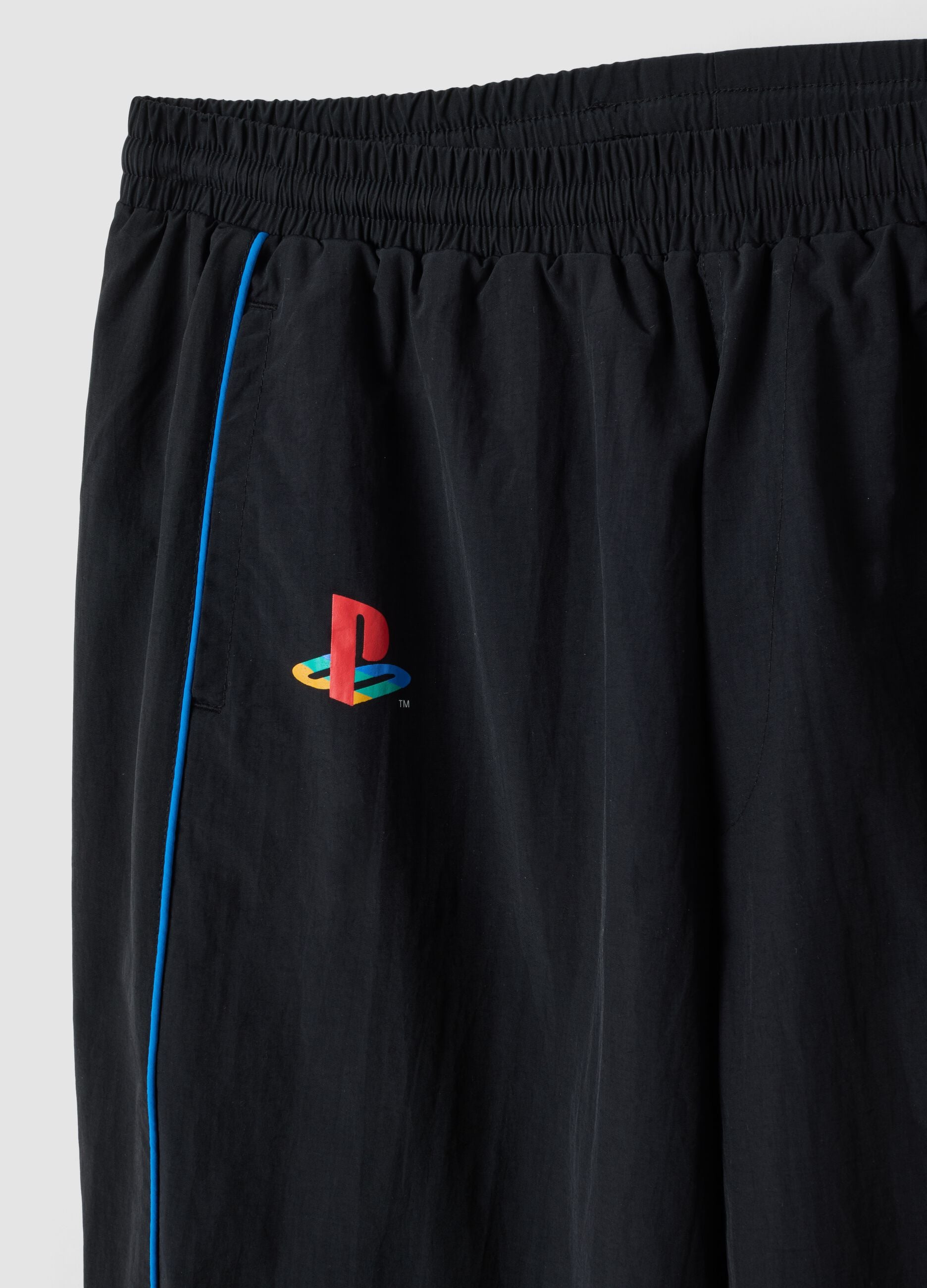 Black PlayStation fitness trousers with contrast piping