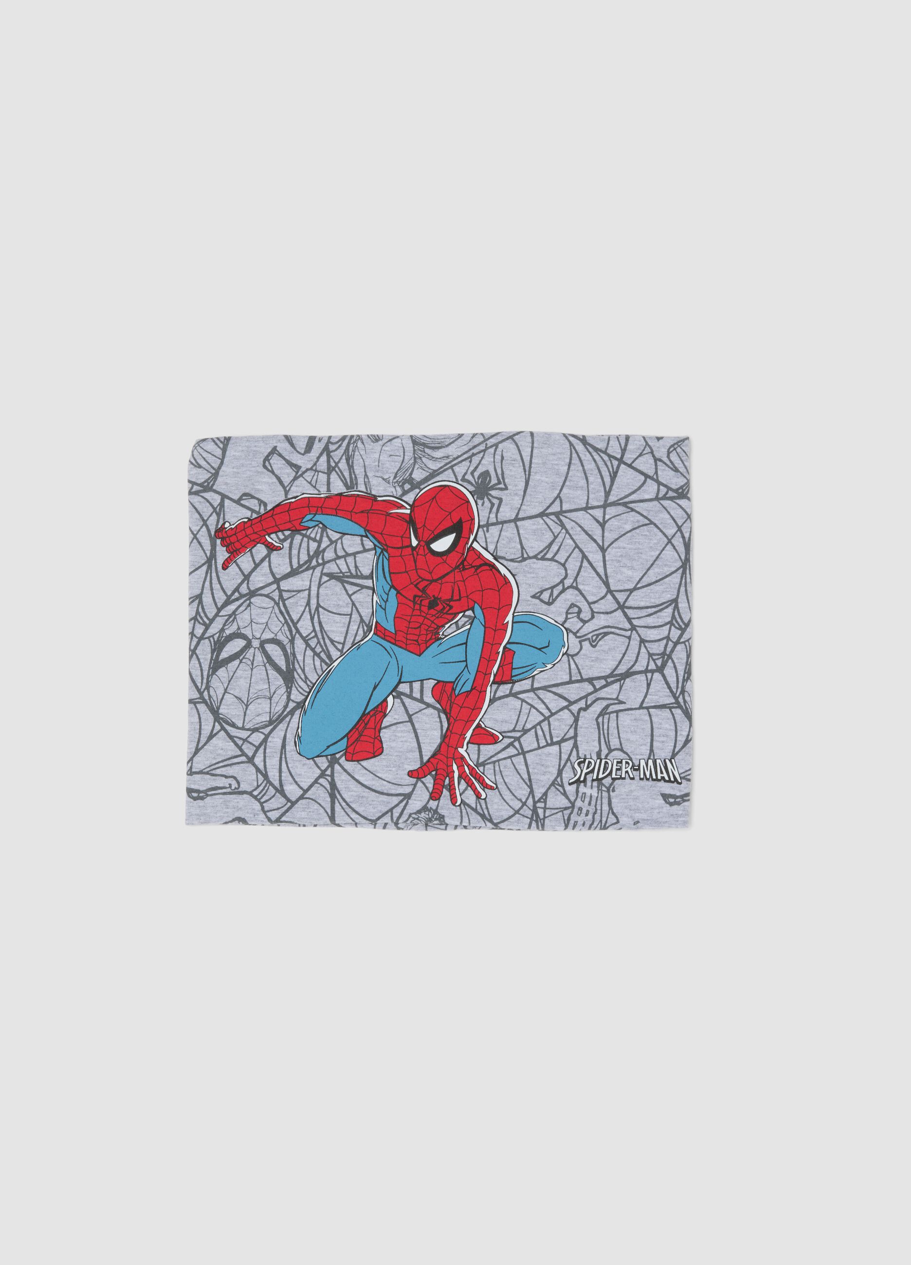 Grey stretch cotton scarf with MARVEL Spider-Man print for boys