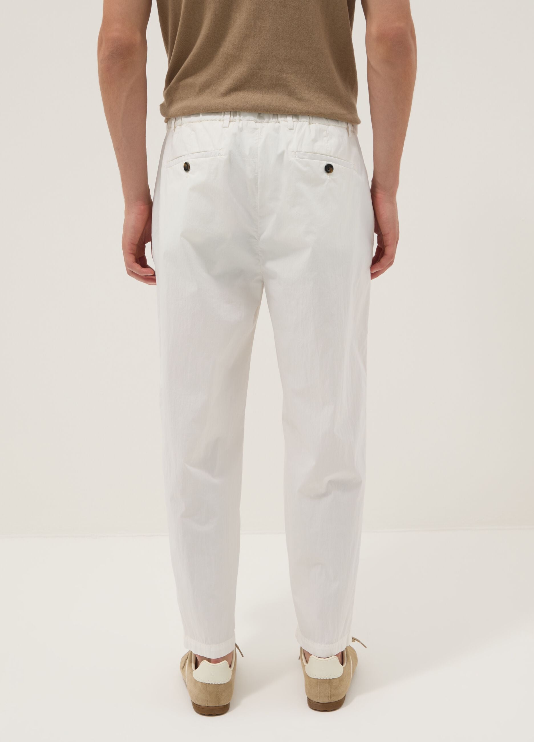White stretch-cotton carrot-fit chino trousers